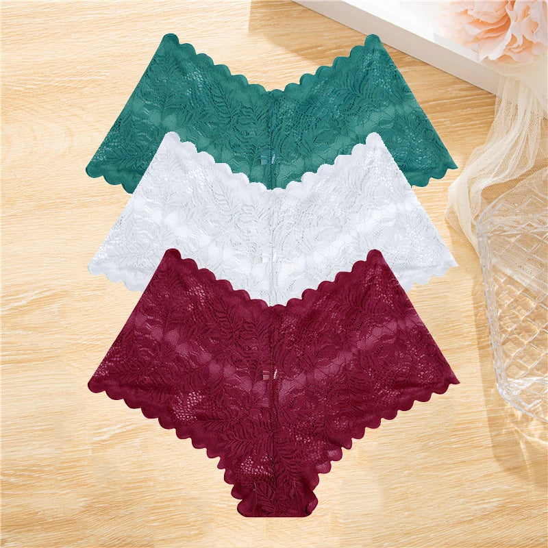 FloraLuxe™ 3-Piece Lace Boyshort Panties Set