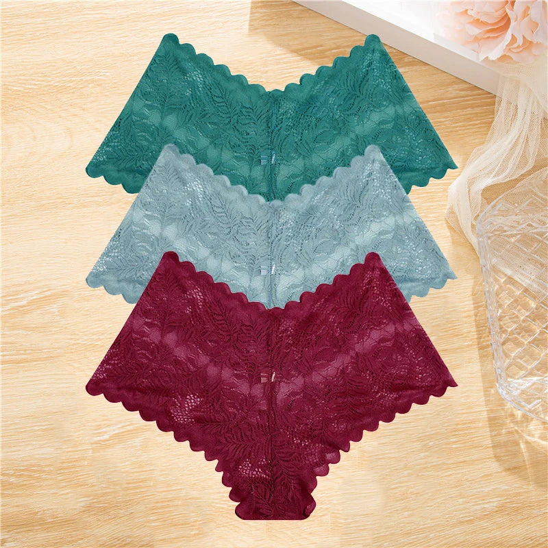 FloraLuxe™ 3-Piece Lace Boyshort Panties Set