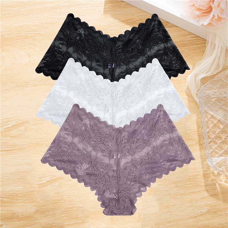 FloraLuxe™ 3-Piece Lace Boyshort Panties Set