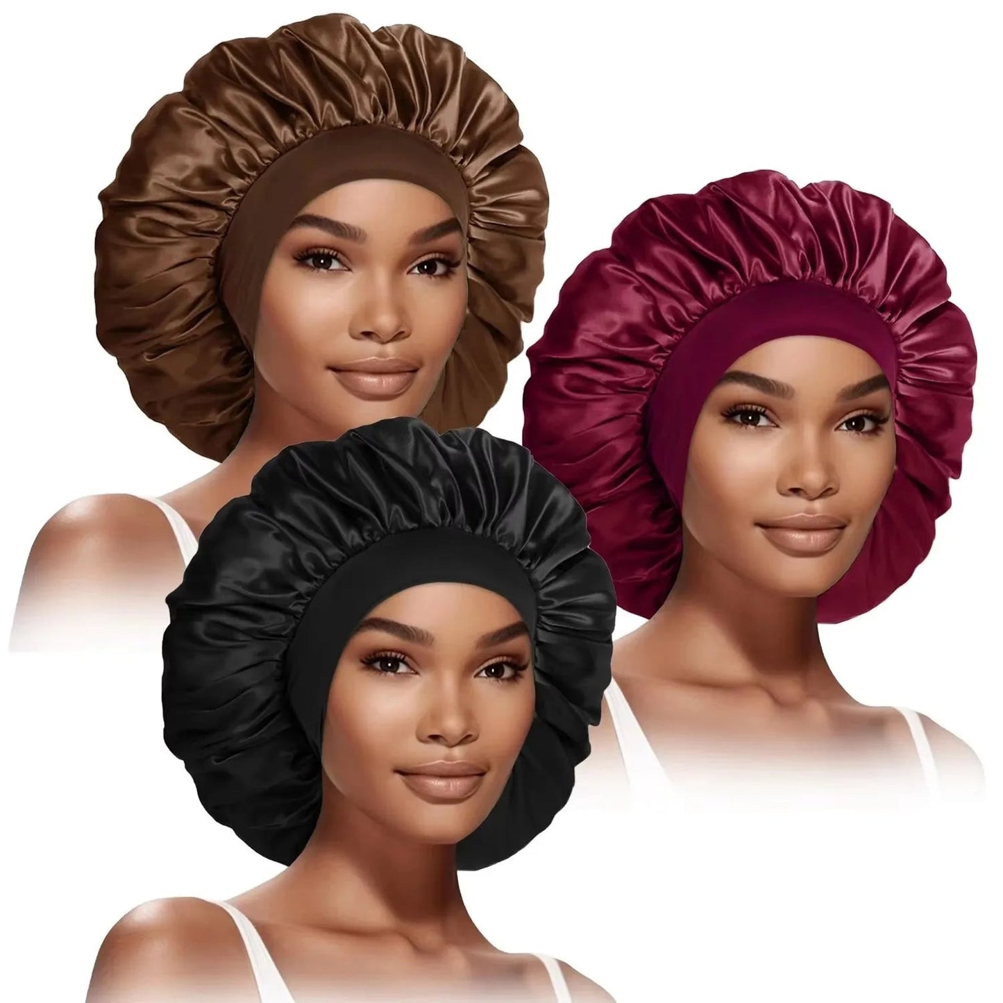 SilkEase™ 3-Piece Women's Fashion Bonnet Set