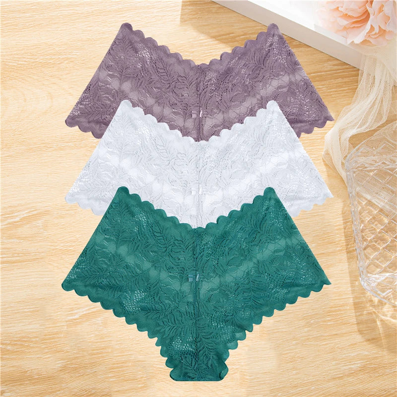 FloraLuxe™ 3-Piece Lace Boyshort Panties Set