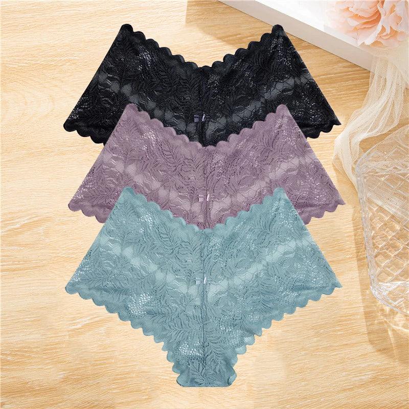 FloraLuxe™ 3-Piece Lace Boyshort Panties Set