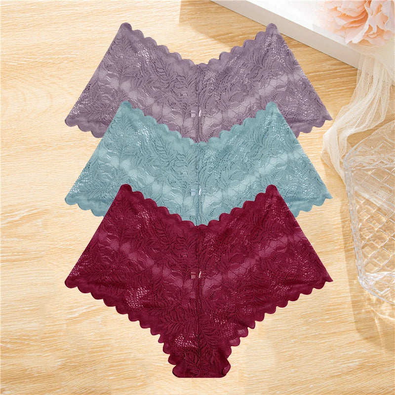 FloraLuxe™ 3-Piece Lace Boyshort Panties Set