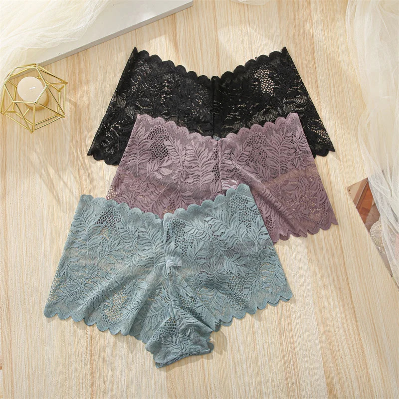 FloraLuxe™ 3-Piece Lace Boyshort Panties Set