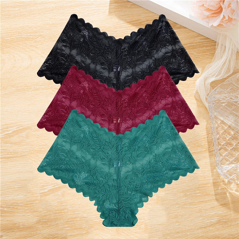 FloraLuxe™ 3-Piece Lace Boyshort Panties Set