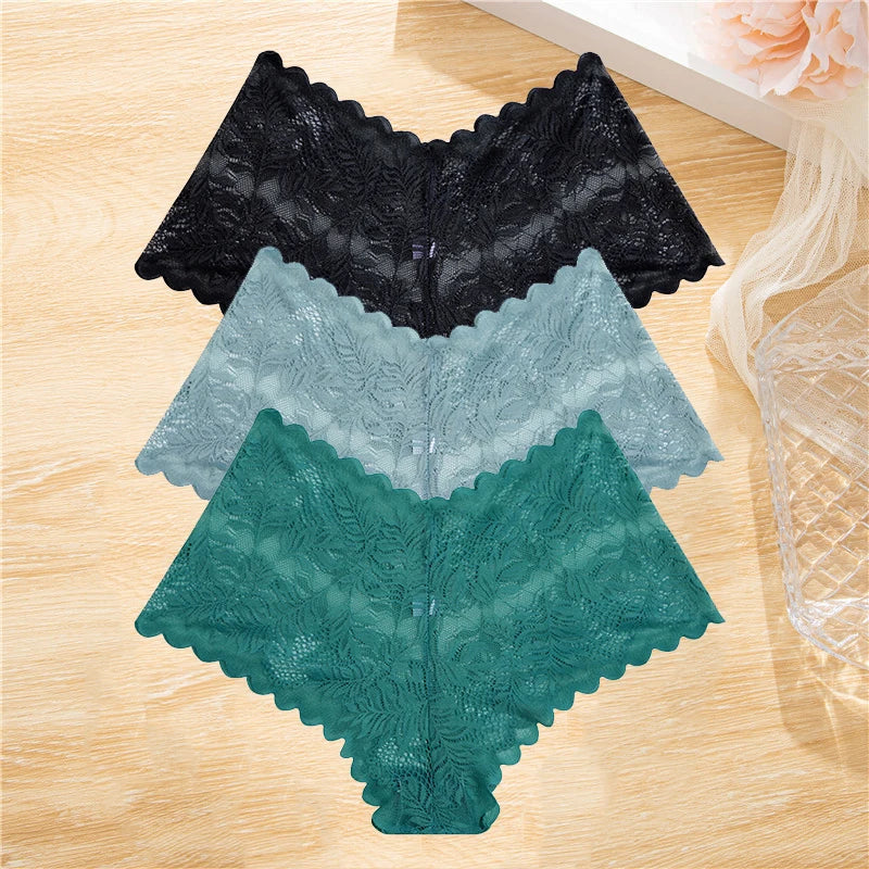 FloraLuxe™ 3-Piece Lace Boyshort Panties Set