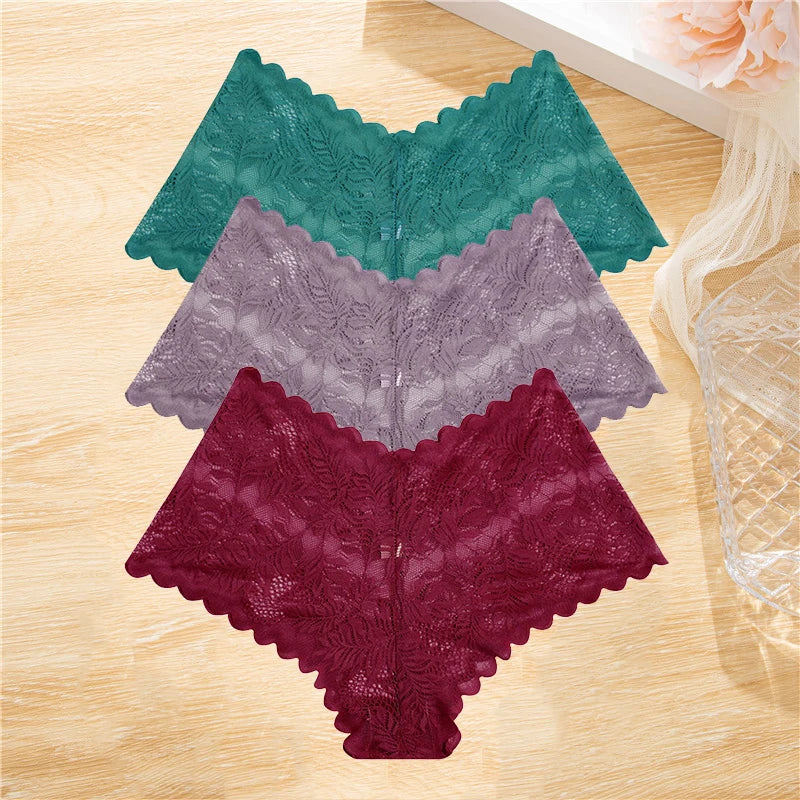 FloraLuxe™ 3-Piece Lace Boyshort Panties Set