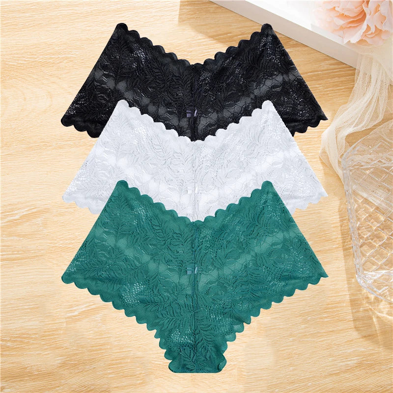 FloraLuxe™ 3-Piece Lace Boyshort Panties Set