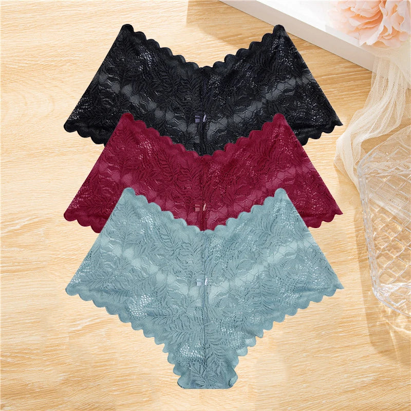 FloraLuxe™ 3-Piece Lace Boyshort Panties Set