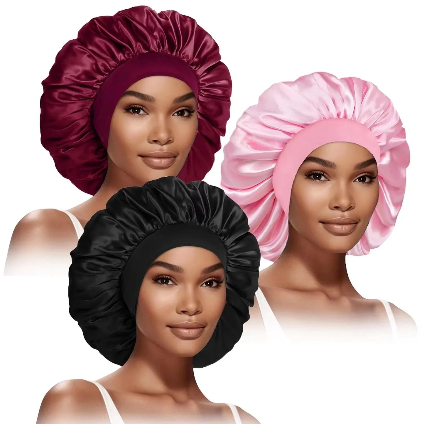 SilkEase™ 3-Piece Women's Fashion Bonnet Set