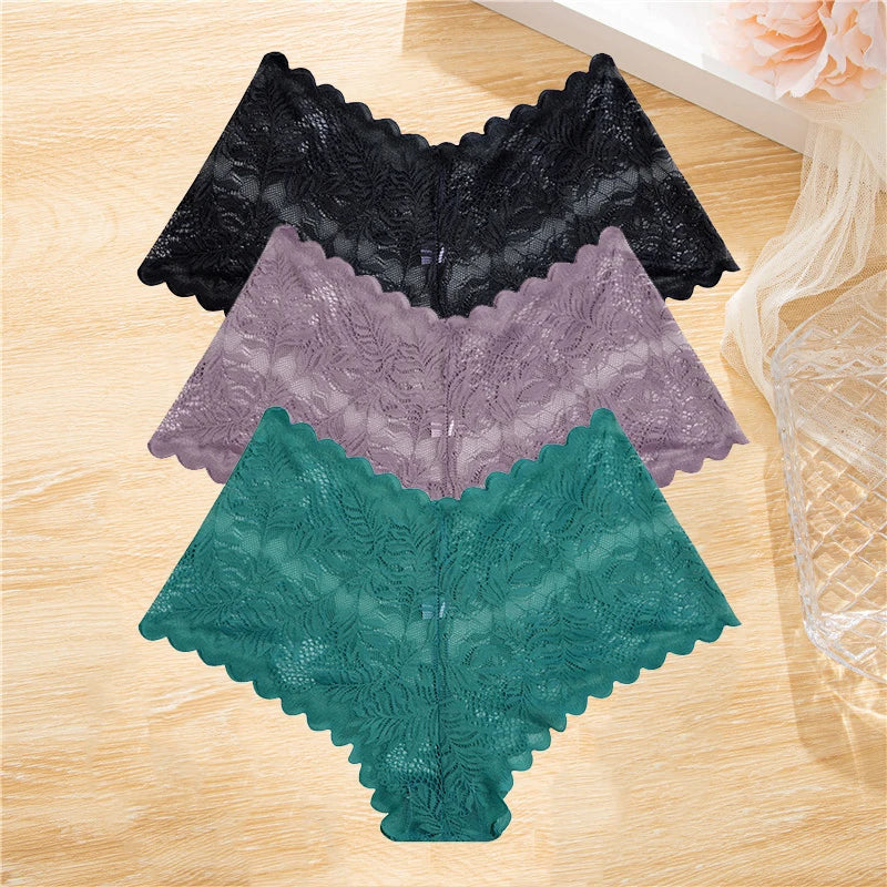 FloraLuxe™ 3-Piece Lace Boyshort Panties Set